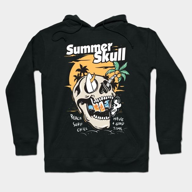 Summer Skull Concept Vector Art Hoodie by Skidipap